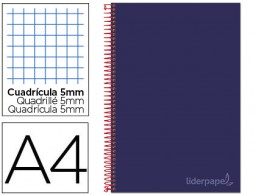 Cuaderno espiral Liderpapel Jolly A4 tapa extradura 80h 75g micro c/5mm. color celeste